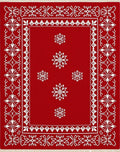 Bold Red White Snowflake Border Rug