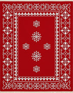 Bold Red White Snowflake Border Rug