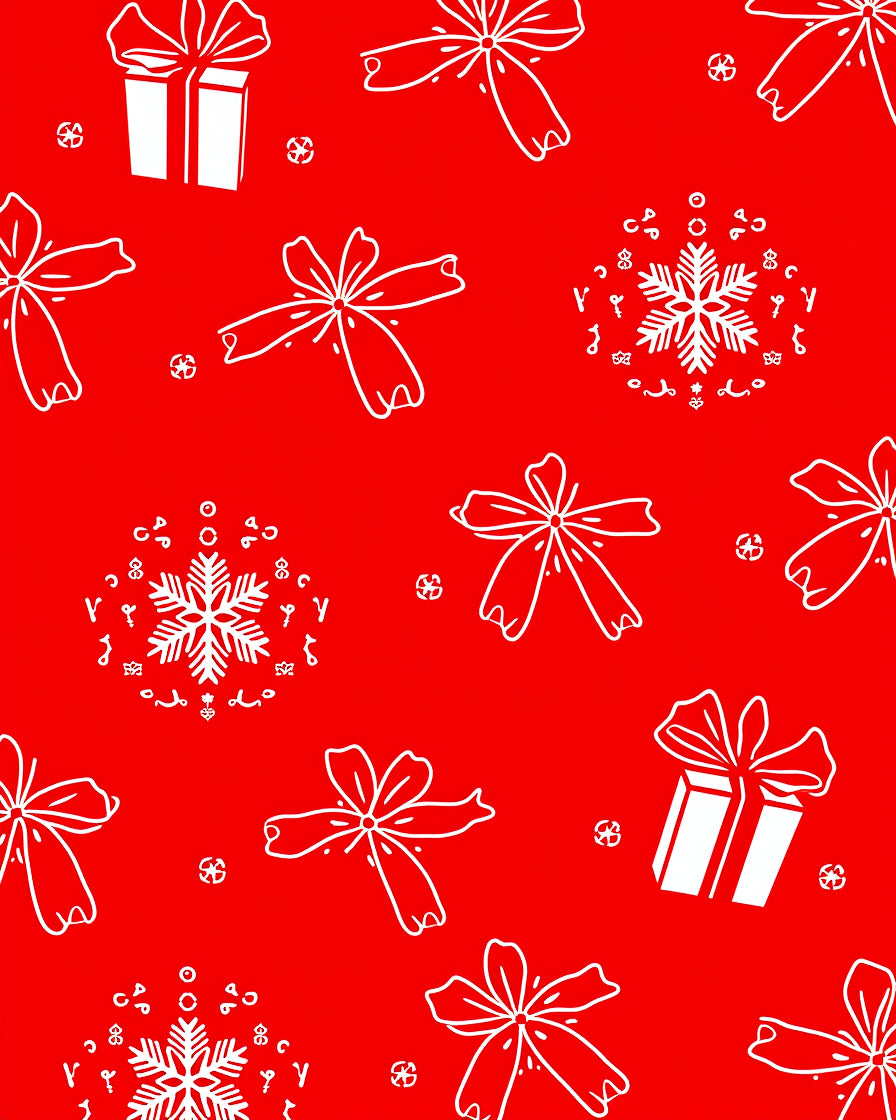 Red White Gift Bow Snowflake Repeat Rug