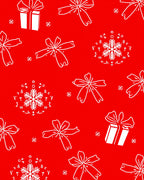 Red White Gift Bow Snowflake Repeat Rug