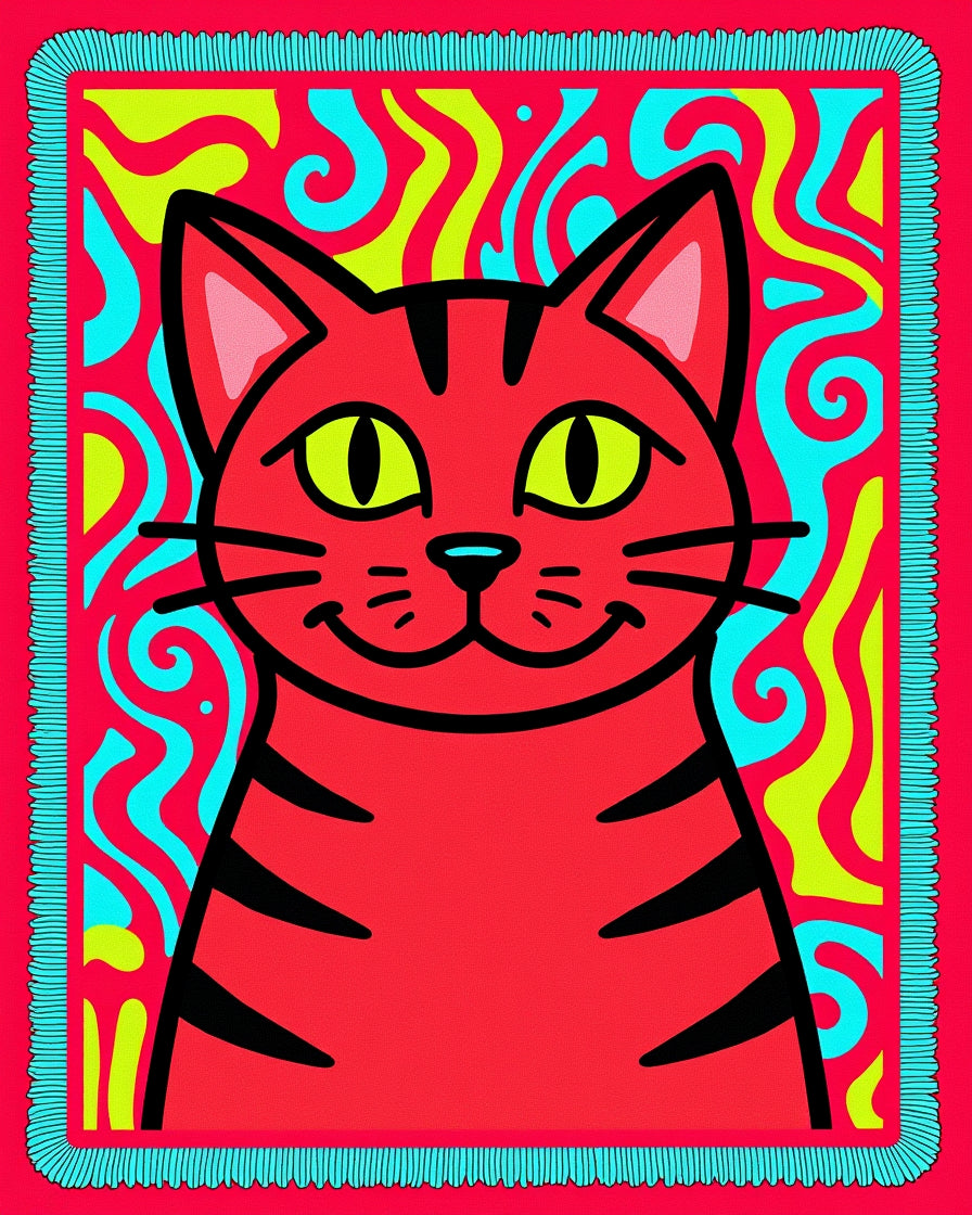 Trippy Red Cat Swirls Rug