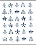 Navy Fir Tree Snowflake Collage Rug