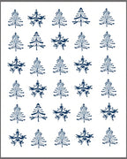 Navy Fir Tree Snowflake Collage Rug