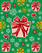 Red Gift Boxes White Snowflakes Yellow Blooms Rug