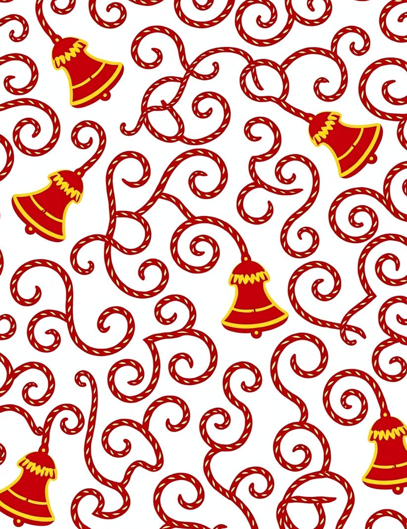 Red Gold Bell Swirl Arrangement Rug