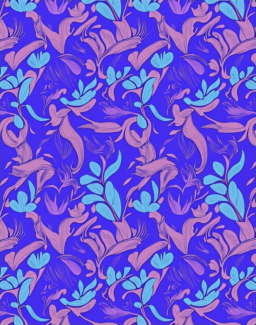 Vibrant Violet Floral Scroll Rug