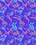 Vibrant Violet Floral Scroll Rug