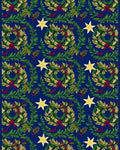 Navy Blue Wreath Star Garland Rug