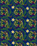 Navy Blue Wreath Star Garland Rug