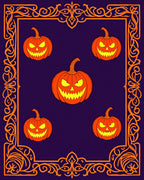 Spooky Orange Jack O Lanterns Border Rug