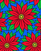 Bright Red Floral Poinsettia Bloom Rug