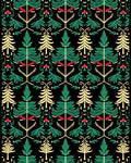 Festive Green Red Pine Forest Rug