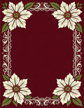 Crimson Poinsettia Floral Border Rug