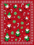 Red Festive Gnomes Candy Cane Holiday Rug