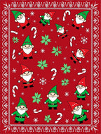 Red Festive Gnomes Candy Cane Holiday Rug