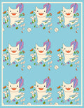 Playful White Cat Floral Medallion Rug