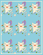 Playful White Cat Floral Medallion Rug