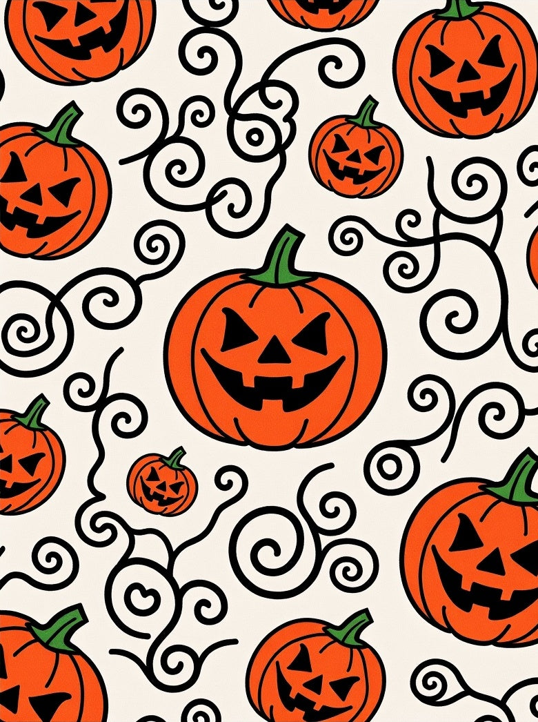 Spooky Orange Jack Lantern Swirls Rug