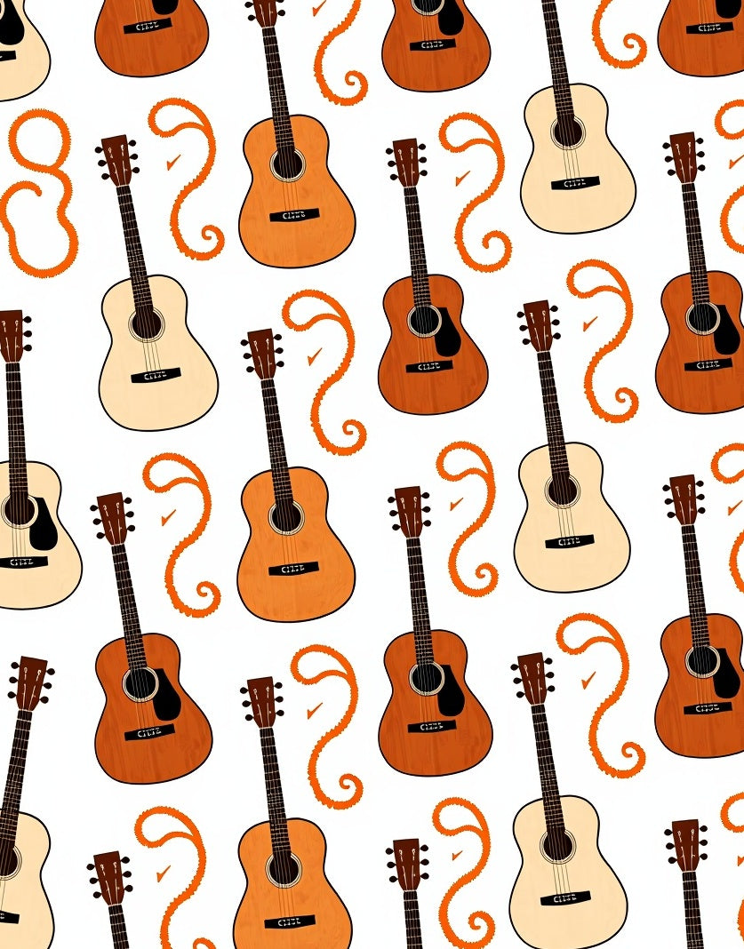 Warm Wood Acoustic Guitars Swirls Rug
