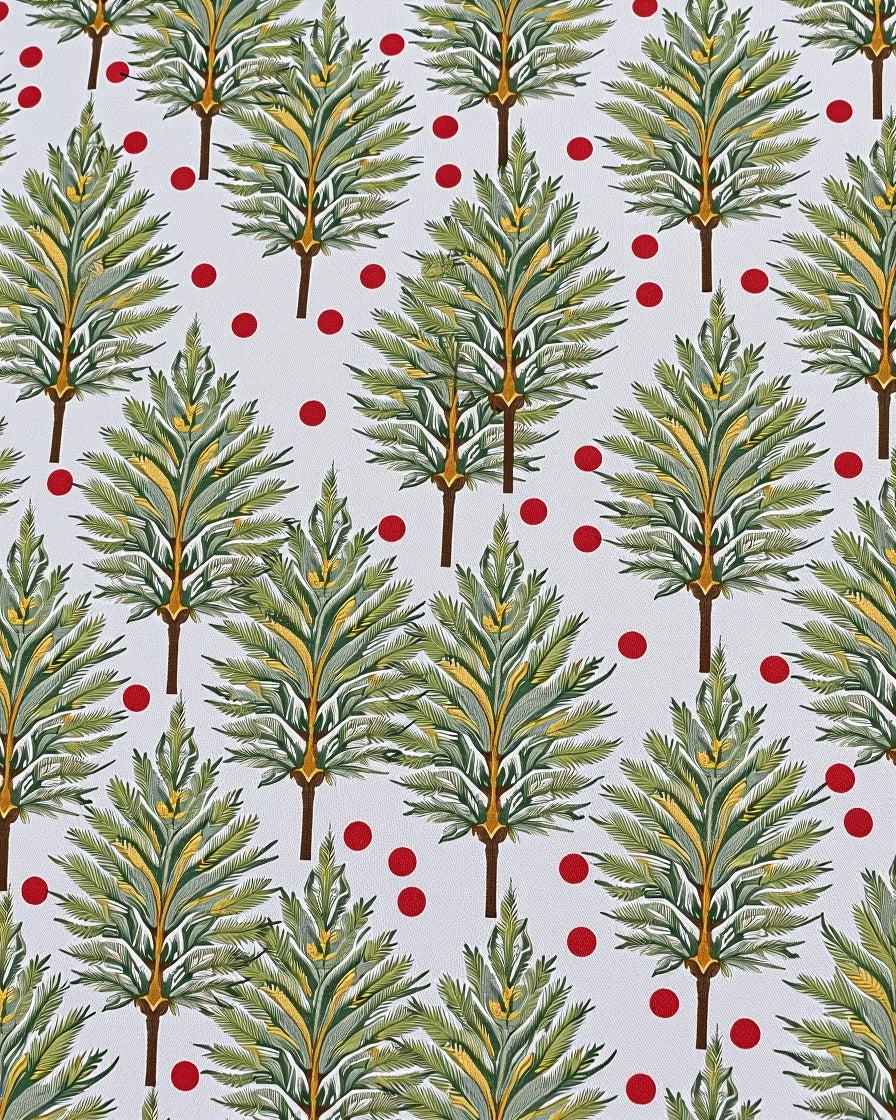 Green Leafy Palm Trees Red Dots Rug