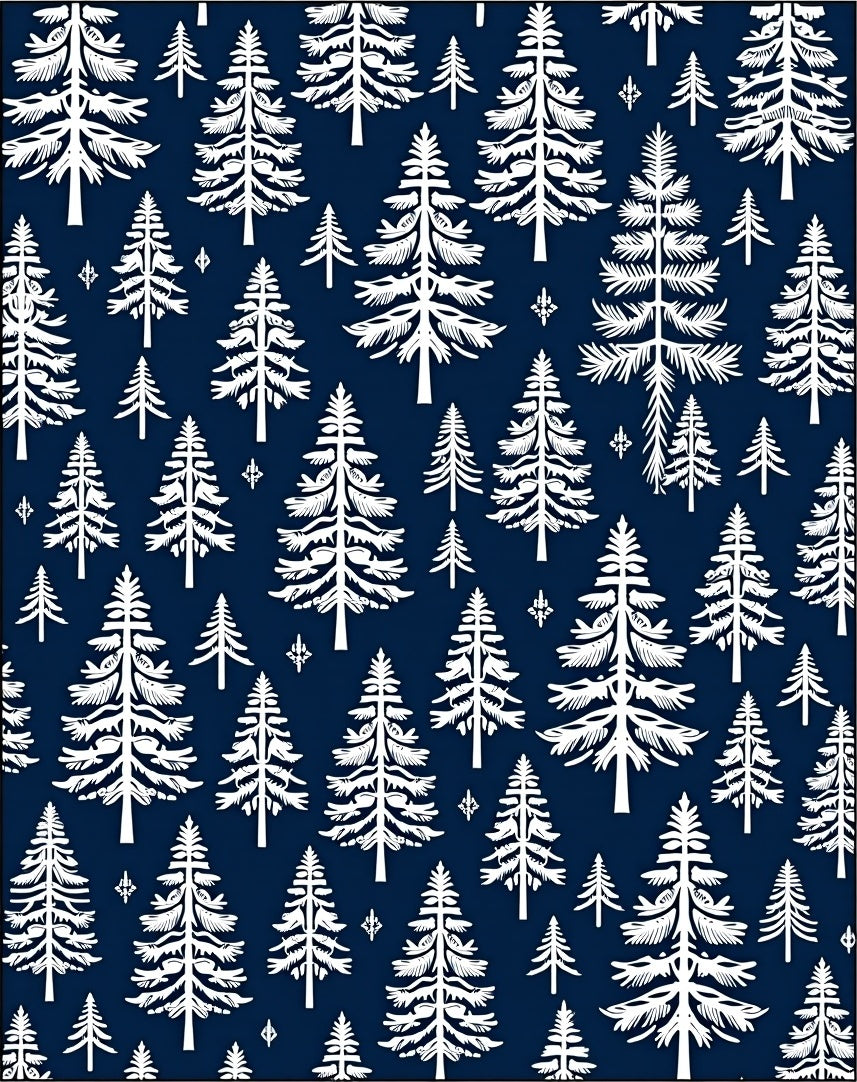 White Pine Forest Navy Background Rug