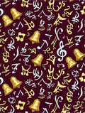 Golden Bells Musical Notes Burgundy Rug