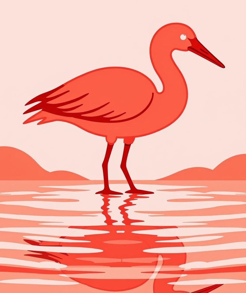 Coral Ibis Reflecting in Water Rug