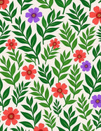 Red Violet Floral Foliage Repeat Rug