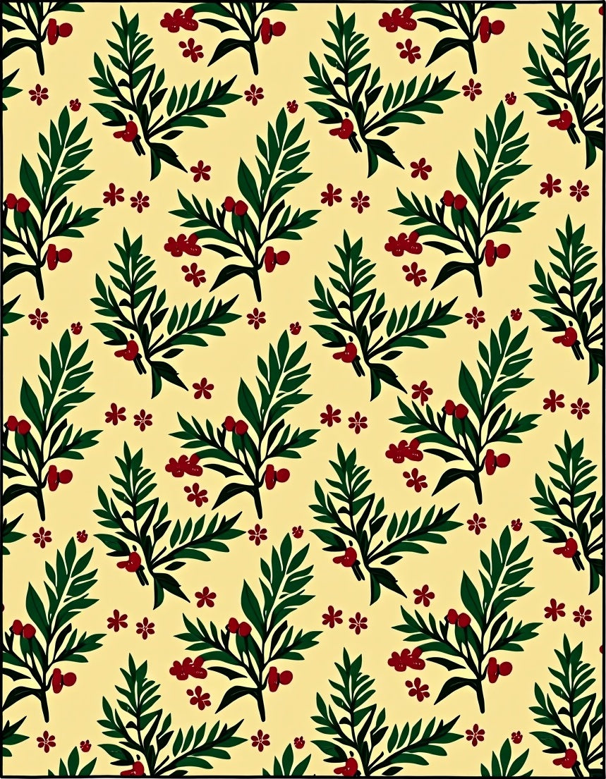 Golden Cream Berry Branch Floral Rug
