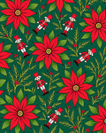 Red Poinsettia Nutcracker Emerald Field Rug