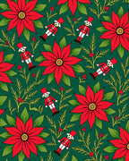 Red Poinsettia Nutcracker Emerald Field Rug