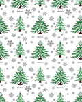 Green Pine Tree Snowflakes Repeat Rug
