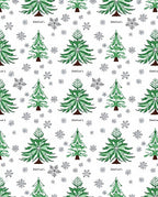 Green Pine Tree Snowflakes Repeat Rug
