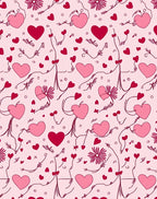 Pink Hearts Vine Art Rug