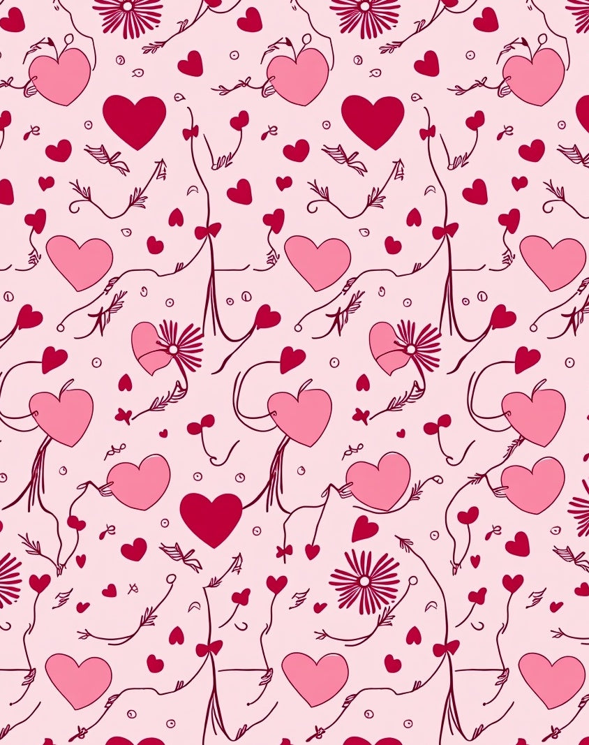 Pink Hearts Vine Art Rug