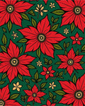 Vibrant Red Floral Art Nouveau Rug