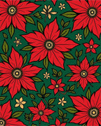 Vibrant Red Floral Art Nouveau Rug