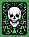 Glow Green Skull Floral Border Rug