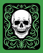 Glow Green Skull Floral Border Rug
