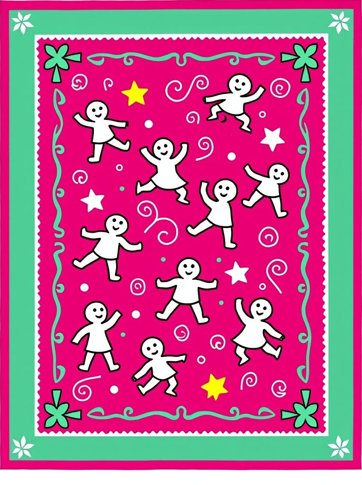 Whimsical Pink Dancing Figures Star Rug