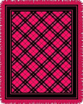 Vibrant Pink Black Plaid Fringe Rug