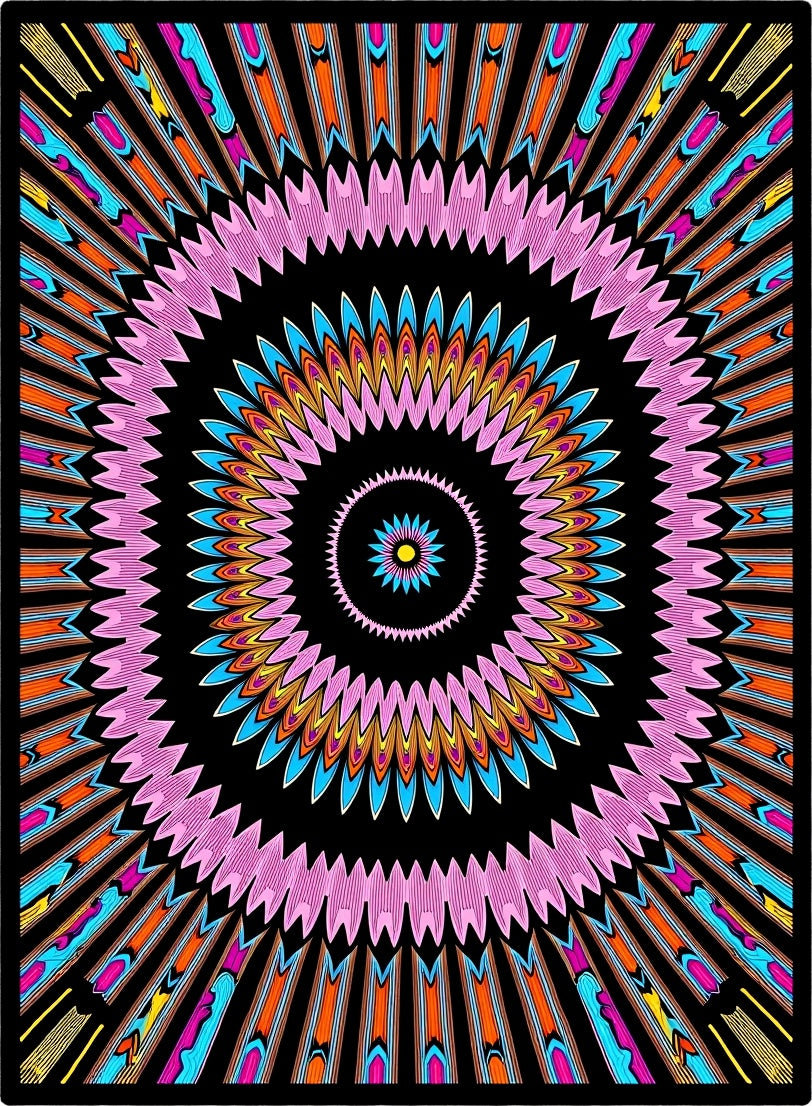 Vibrant Pink Burst Mandala Rug