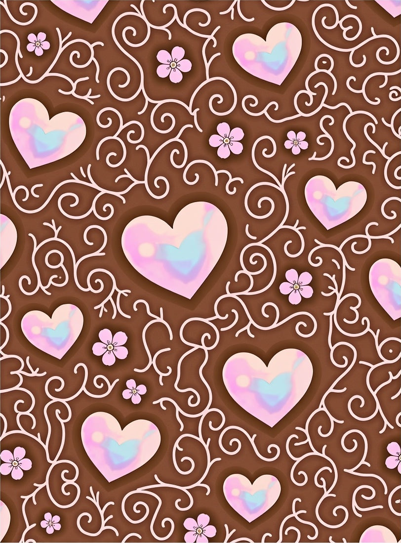 Pink Iridescent Hearts Swirl Floral Rug