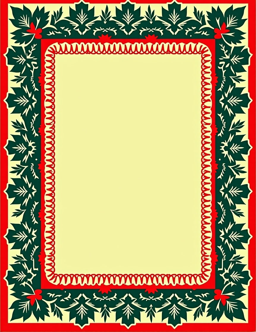 Crimson Green Leaf Border Rug