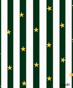 Green White Stripe Gold Star Rug