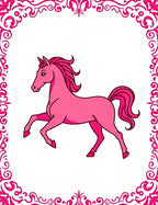 Pink Horse In Baroque Frame Rug
