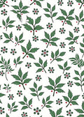 Green Leaf and Red Berry Sprigs Rug
