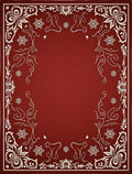 Crimson White Floral Scroll Border Rug