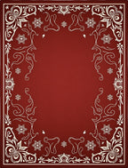 Crimson White Floral Scroll Border Rug