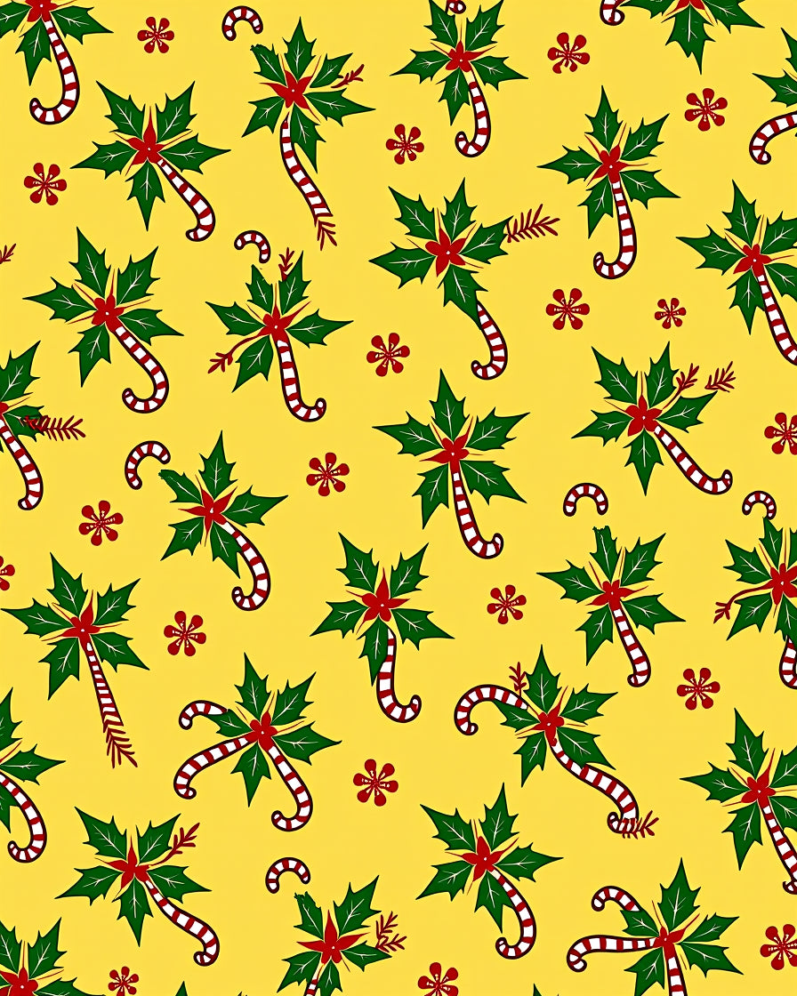 Christmas Candy Cane Holly Garland Rug
